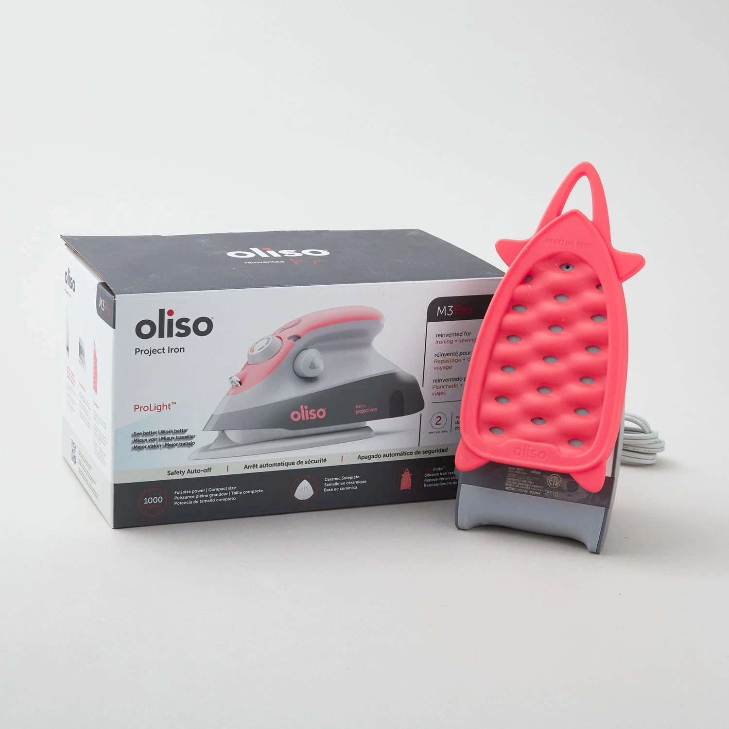 Oliso® M3PRO Mini Project Iron With Trivet - Coral 7 Oliso® M3PRO Mini Project Iron With Trivet - Coral - Image 5