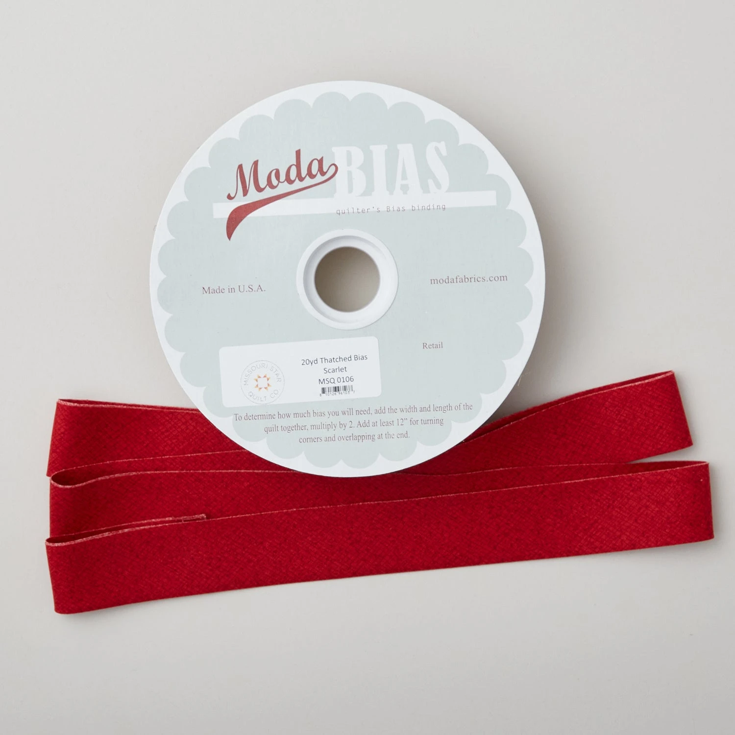 Thatched Bias Binding 20 Yard Spool - Scarlet 3 Thatched Bias Binding 20 Yard Spool - Scarlet