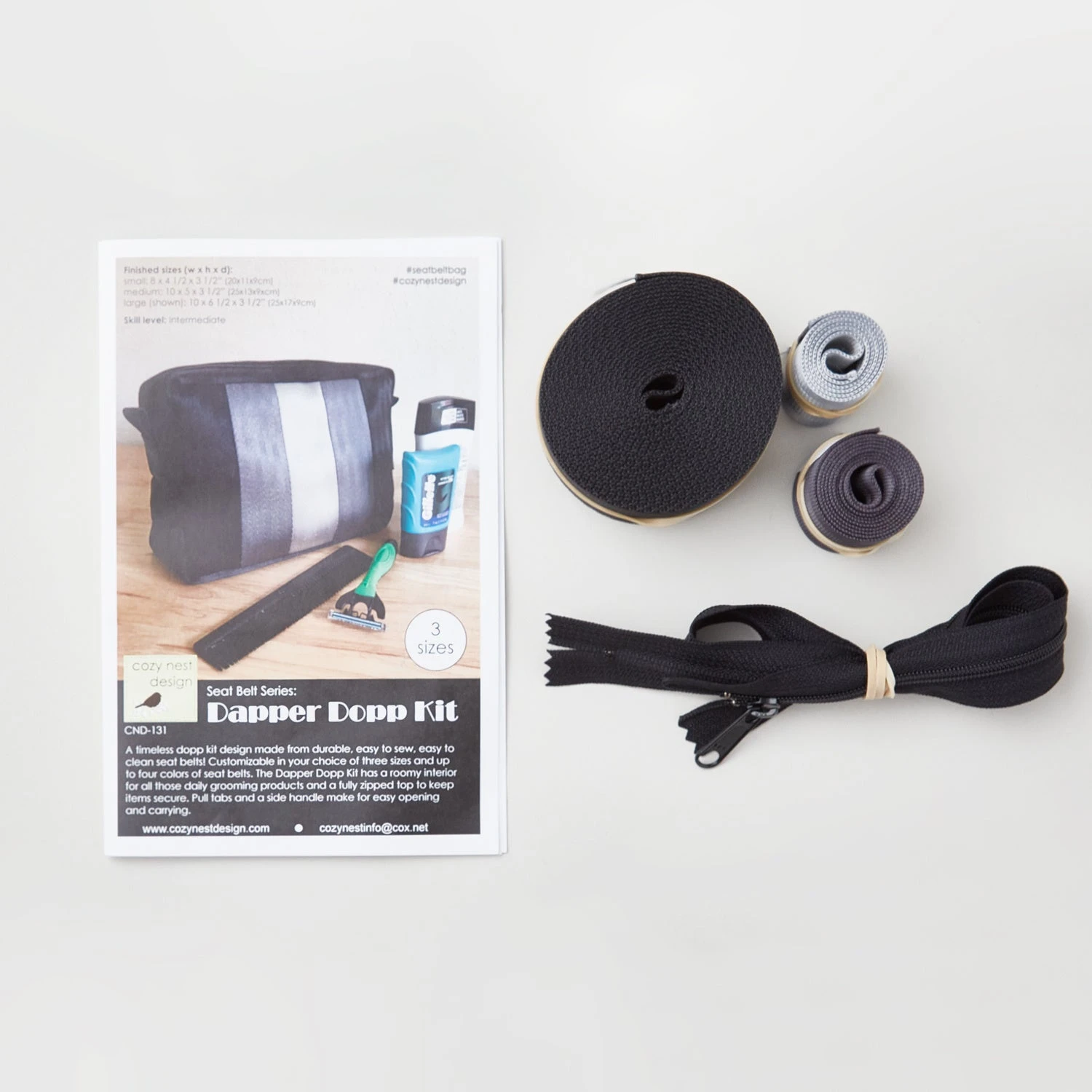 Dapper Dopp Seat Belt Kit - Large Black & Grey 4 Dapper Dopp Seat Belt Kit - Large Black & Grey - Image 2