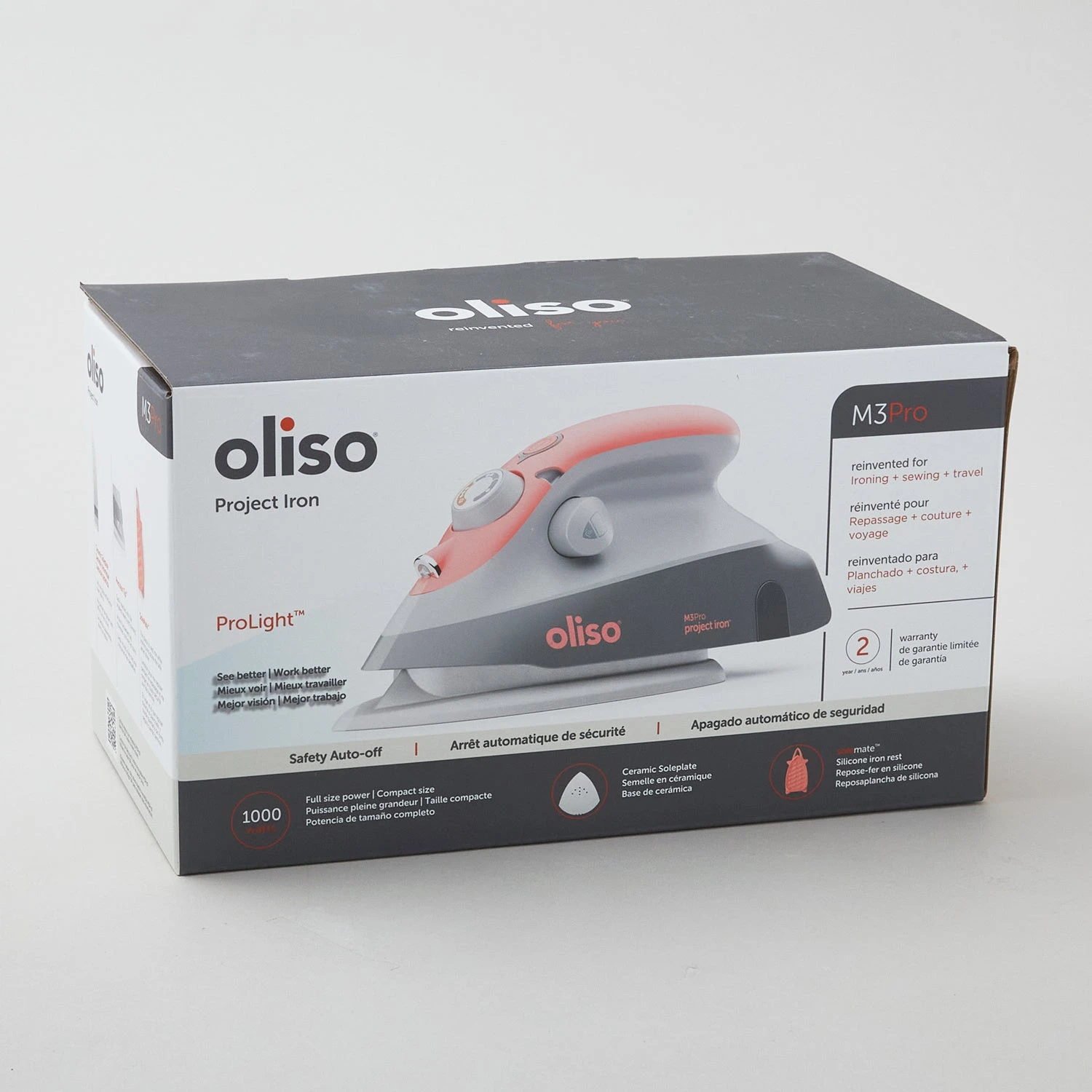 Oliso® M3PRO Mini Project Iron With Trivet - Coral 8 Oliso® M3PRO Mini Project Iron With Trivet - Coral - Image 6