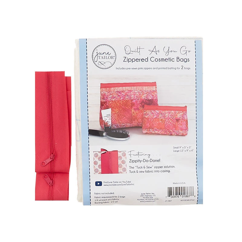 Zippity-Do-Done™ Quilt As You Go Cosmetic Bags Kit - Pink Zipper 5 Zippity-Do-Done™ Quilt As You Go Cosmetic Bags Kit - Pink Zipper - Image 3