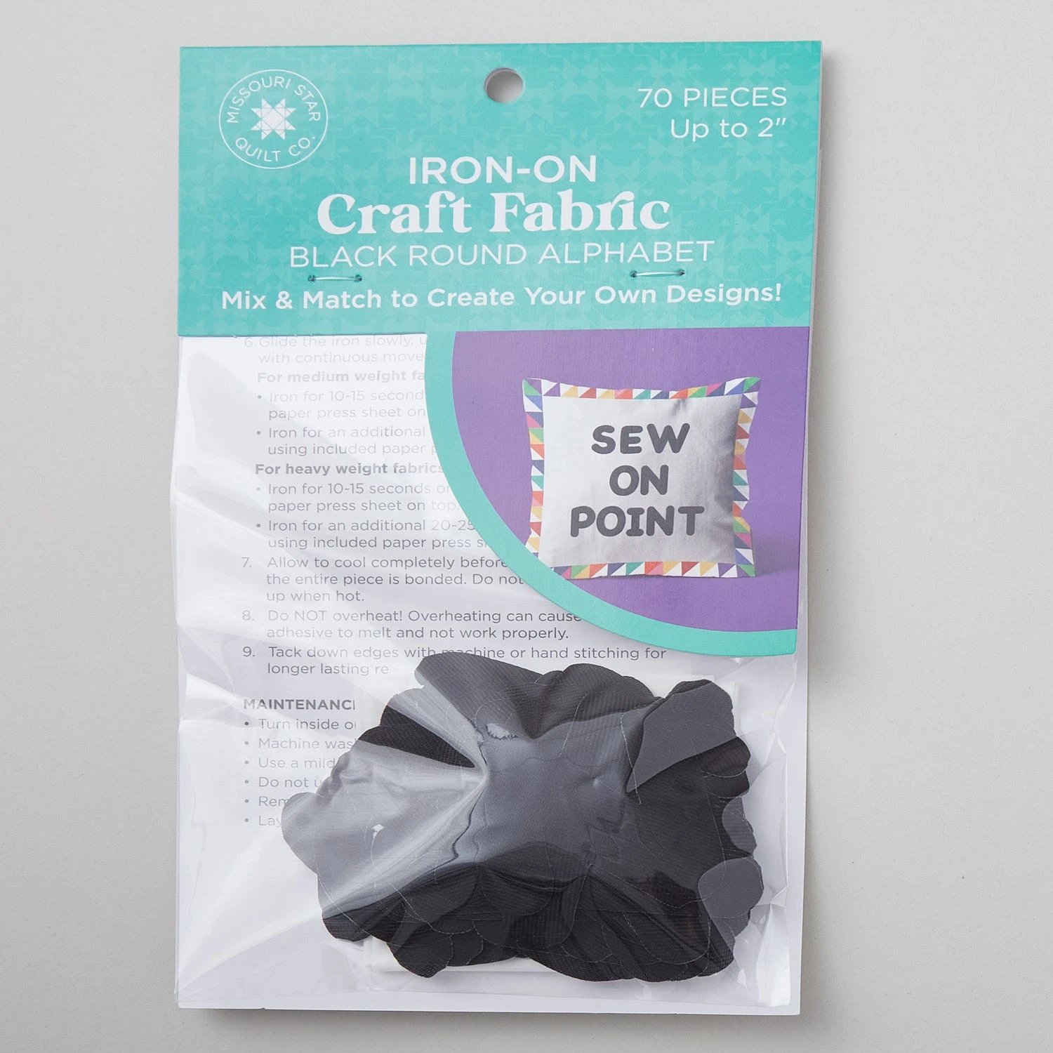 Missouri Star Iron-on Fabric - Black Round Alphabet 4 Missouri Star Iron-on Fabric - Black Round Alphabet - Image 2