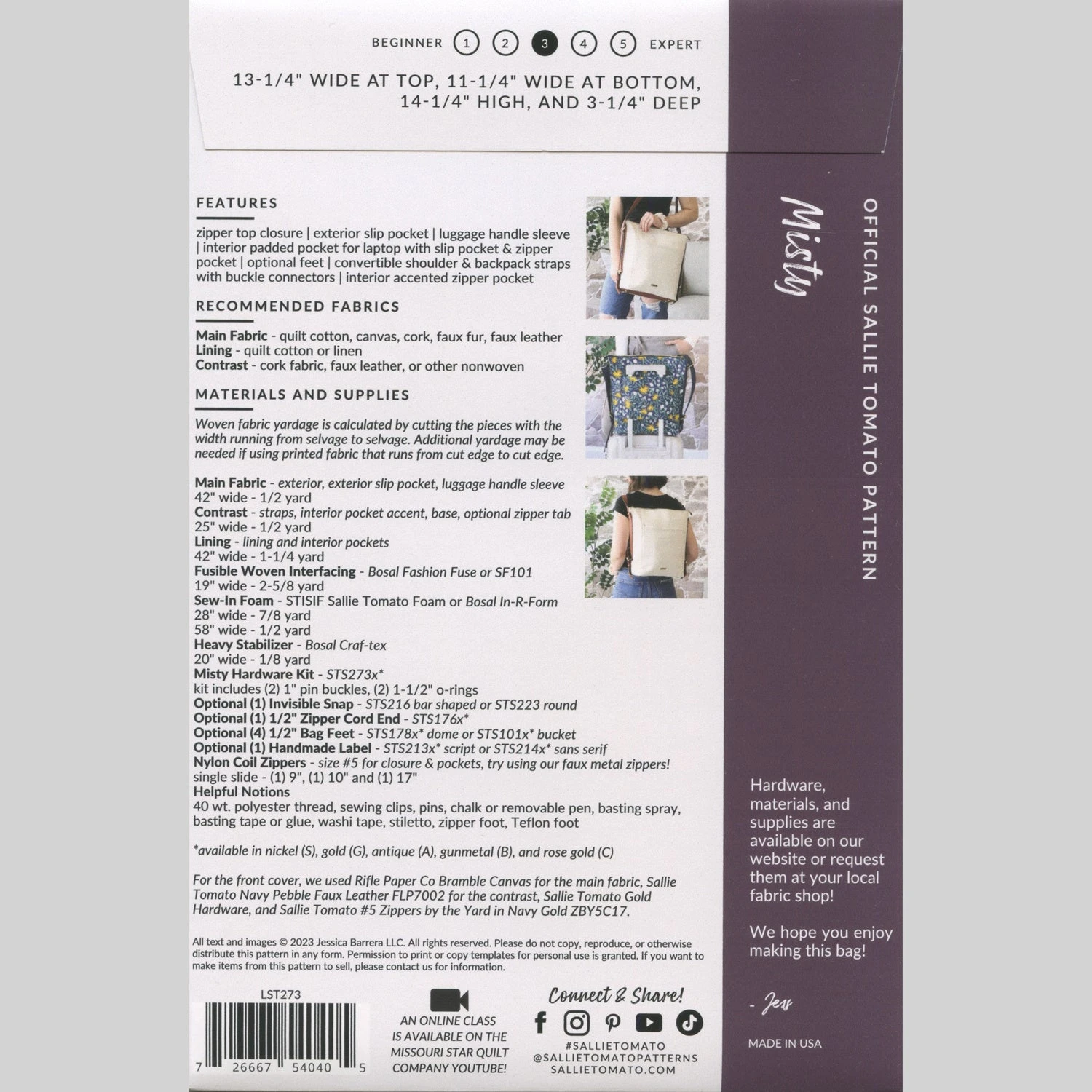 Misty Backpack Shoulder Bag Kit - Bone Faux Waxed Canvas 7 Misty Backpack Shoulder Bag Kit - Bone Faux Waxed Canvas - Image 5