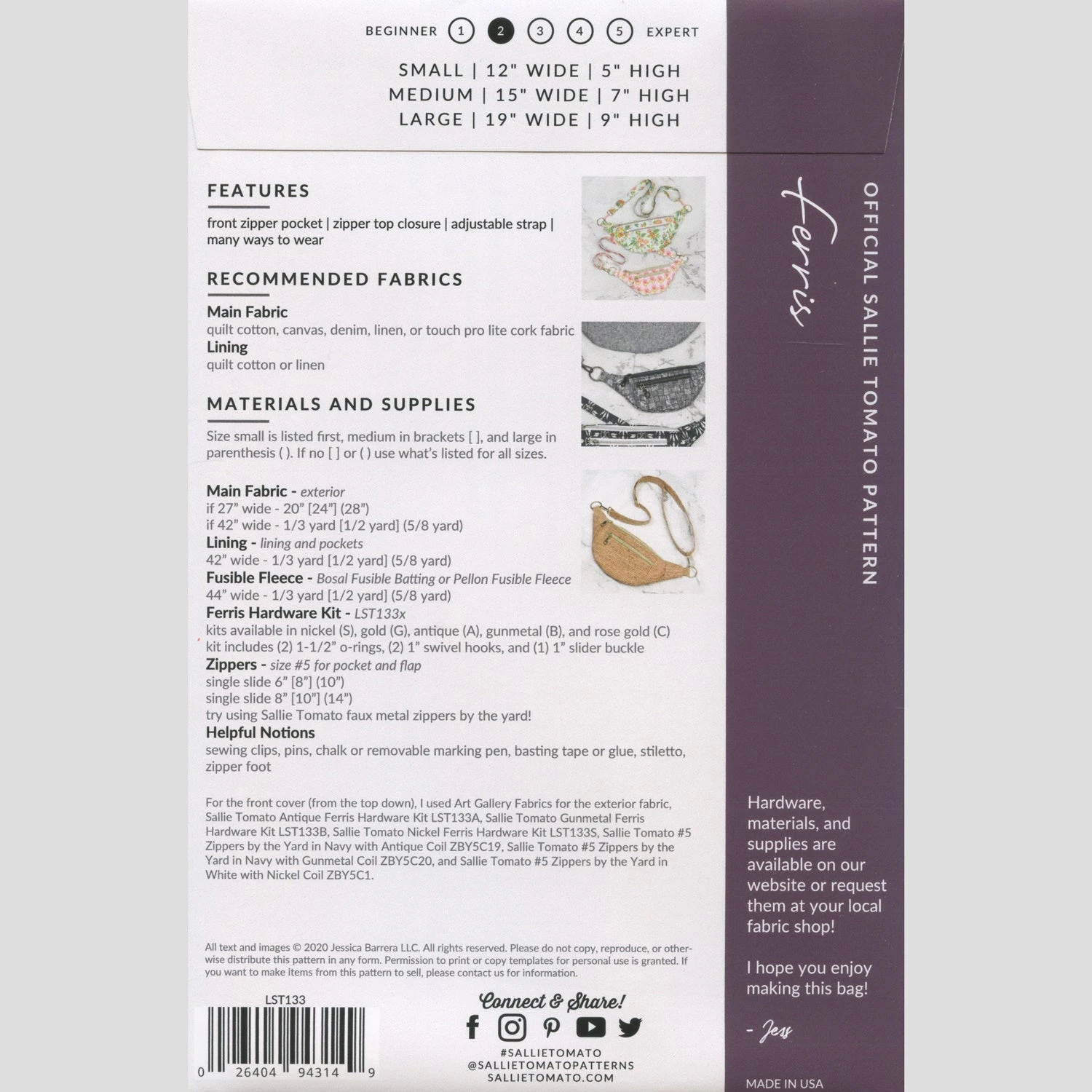 Sallie Tomato Ferris Fanny Pack Kit - Cherry Lite Faux Leather 6 Sallie Tomato Ferris Fanny Pack Kit - Cherry Lite Faux Leather - Image 4