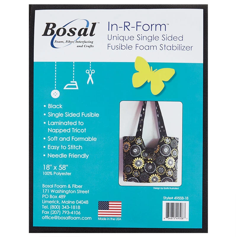 Bosal In-R-Form Single Sided Fusible Stabilizer 18" X 58" Black 3 Bosal In-R-Form Single Sided Fusible Stabilizer 18" X 58" Black