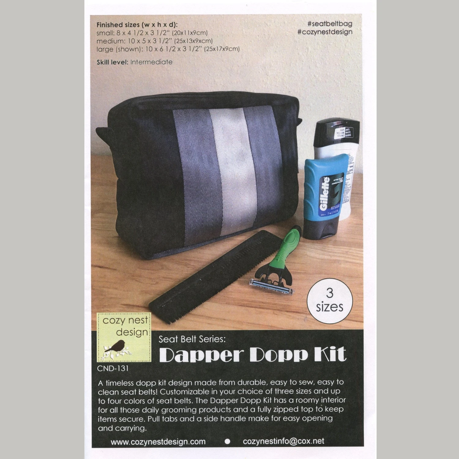 Dapper Dopp Seat Belt Kit - Large Black & Grey 5 Dapper Dopp Seat Belt Kit - Large Black & Grey - Image 3