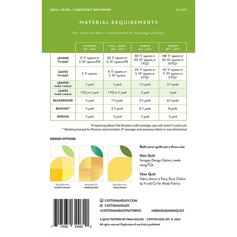 Memi's Lemons Quilt Pattern 4 Memi's Lemons Quilt Pattern - Image 2