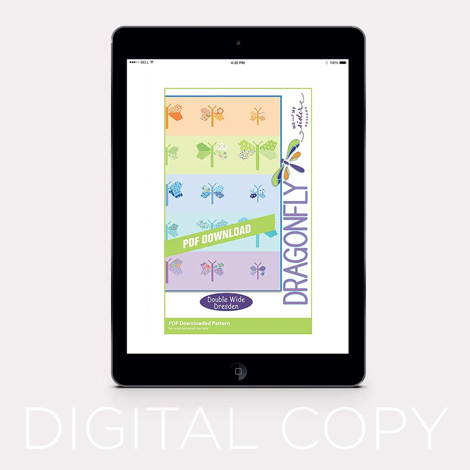 Digital Download - Dragonfly Double Wide Dresden Quilt Pattern 3 Digital Download - Dragonfly Double Wide Dresden Quilt Pattern