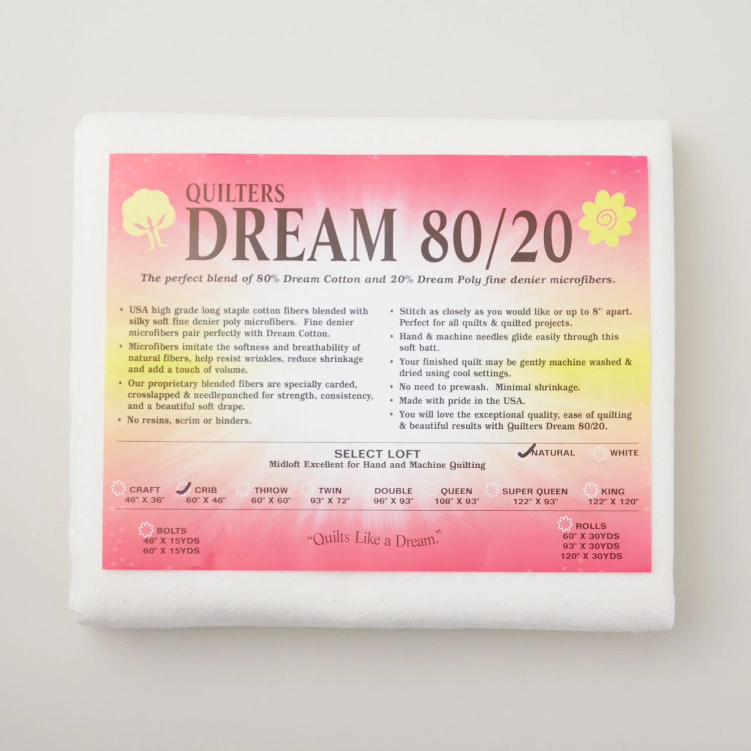 Quilter's Dream Natural 80/20 Select Crib Batting 3 Quilter's Dream Natural 80/20 Select Crib Batting