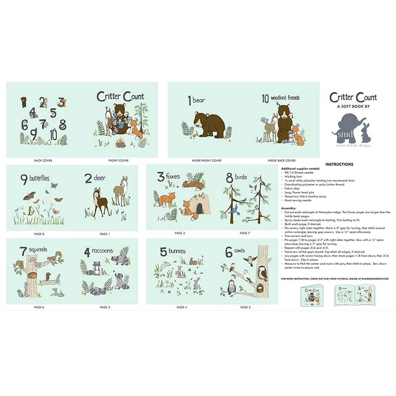Cuddle® Prints - Critter Count Book Honeydew Digitally Printed Panel 4 Cuddle® Prints - Critter Count Book Honeydew Digitally Printed Panel - Image 2