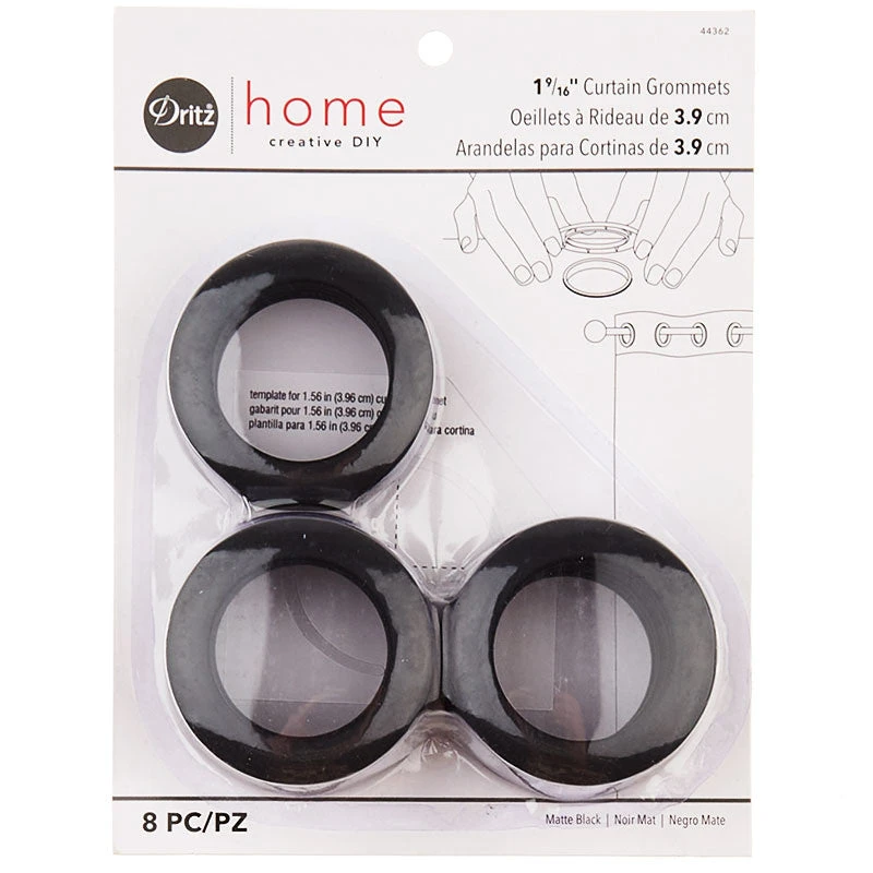 Curtain Grommets - Large Matte Black 4 Curtain Grommets - Large Matte Black - Image 2