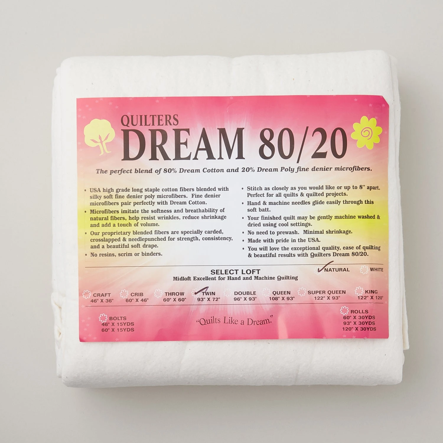 Quilter's Dream Natural 80/20 Select Twin Batting 3 Quilter's Dream Natural 80/20 Select Twin Batting