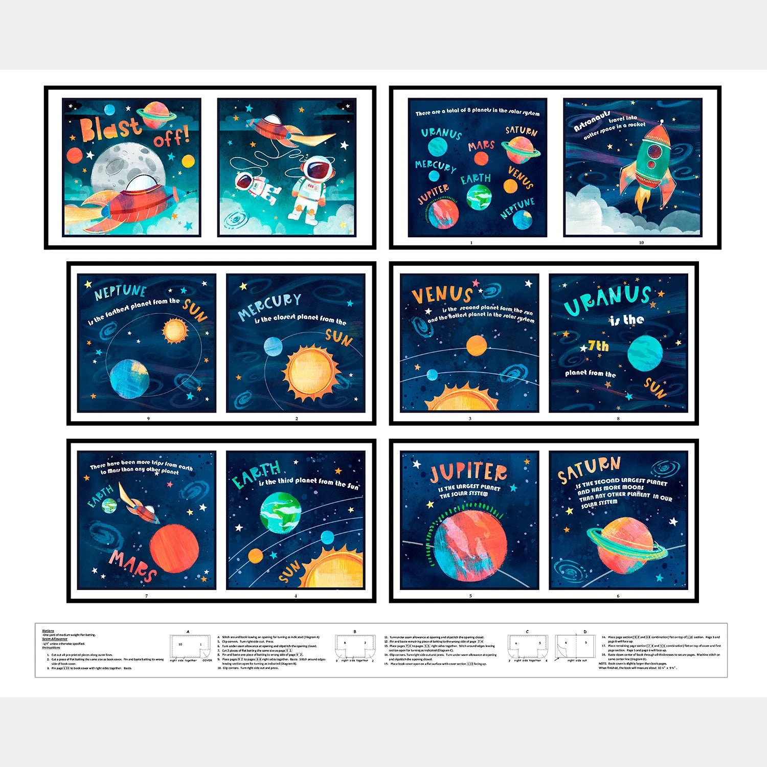 Blast Off! - Planets Book Navy Panel 3 Blast Off! - Planets Book Navy Panel