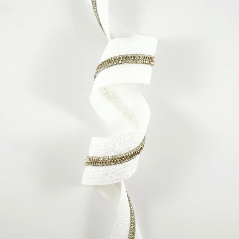 Emmaline #5 Zippers-by-the-Yard - White With Antique Brass 3 Emmaline #5 Zippers-by-the-Yard - White With Antique Brass