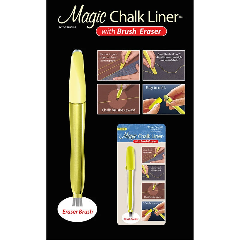 Magic Chalk Liner™ With Brush Eraser - Yellow 6 Magic Chalk Liner™ With Brush Eraser - Yellow - Image 4
