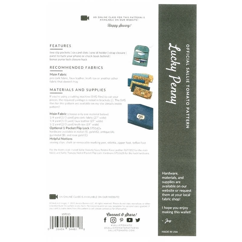 Lucky Penny Wallet Kit - Navy Pebble Faux Leather - Image 4