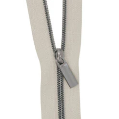 Sallie Tomato #3 Nylon Zipper Tape & Pulls - Beige With Gunmetal Coil